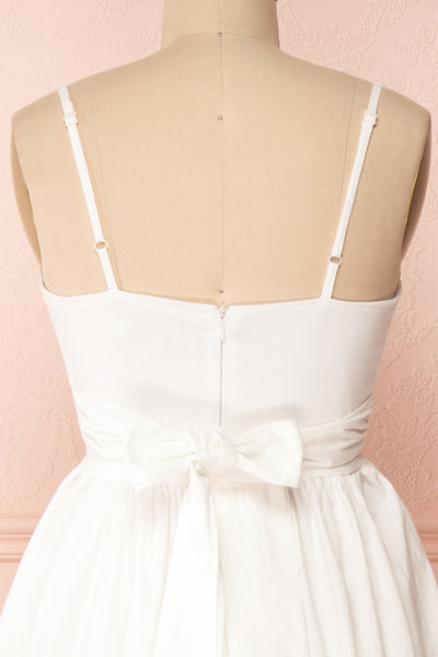 Aislin White A-Line Short Dress | Boutique 1861 back close-up