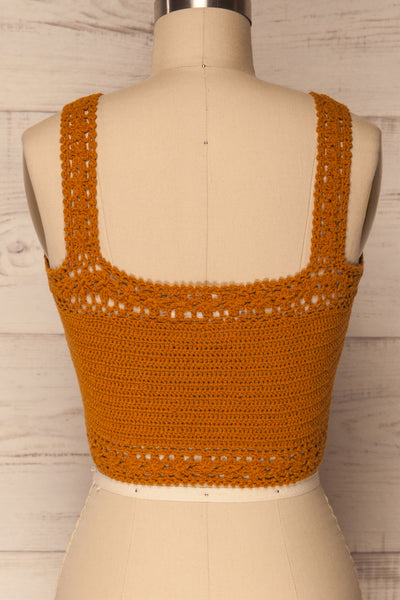 Aiyinion Burnt Orange Crocheted Lace Crop Top | La Petite Garçonne 7