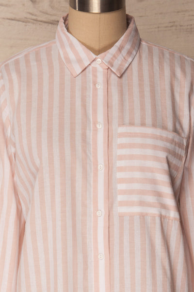 Ajmas Pink & White Striped High-Low Shirt | La Petite Garçonne 2