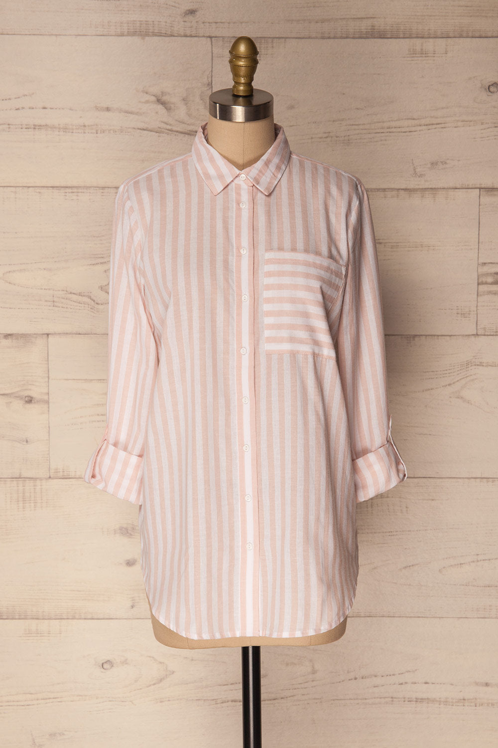 Ajmas Pink & White Striped High-Low Shirt | La Petite Garçonne 8
