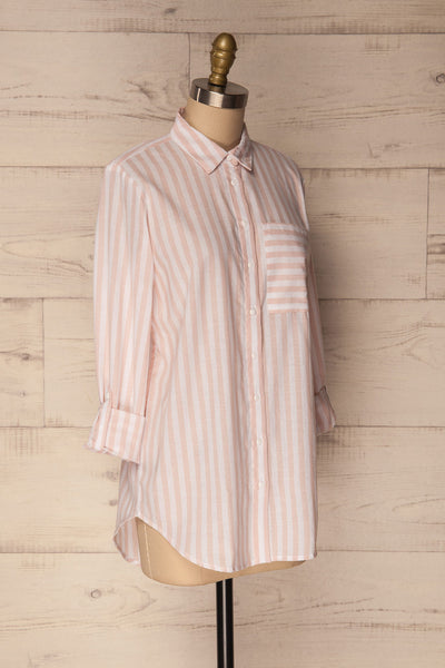 Ajmas Pink & White Striped High-Low Shirt | La Petite Garçonne 3