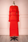 Akbar Red Ruffled Maxi Dress with Puff Sleeves | Boutique 1861 1