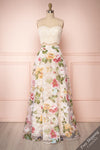 Akeneki Cream Floral Bustier Top & Maxi Skirt Set | Boutique 1861