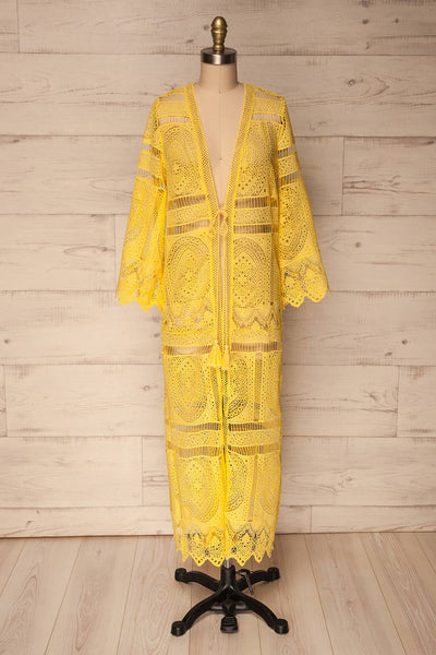 Akharnai Yellow Crocheted Lace Kimono | La Petite Garçonne 1