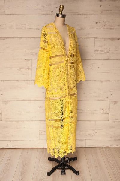 Akharnai Yellow Crocheted Lace Kimono | La Petite Garçonne 3