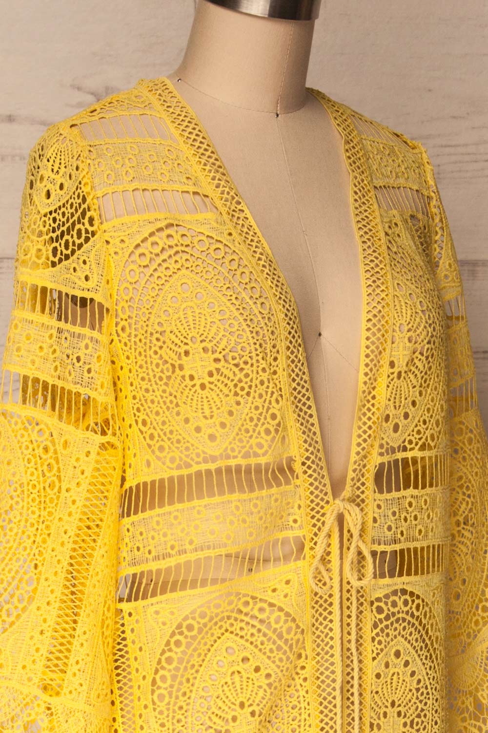 Akharnai Yellow Crocheted Lace Kimono | La Petite Garçonne 4
