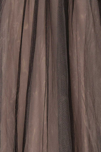 Akilia Secret Black Tulle A-Line Maxi Prom Dress fabric detail | Boutique 1861 8
