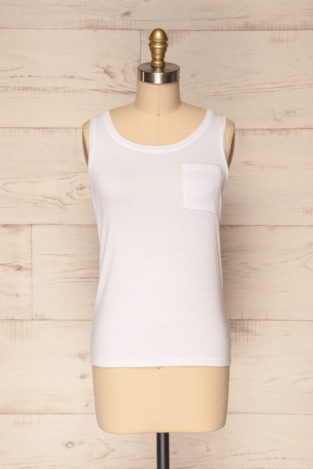 Akiton White Classic Tank Top with Pocket | La Petite Garçonne 1