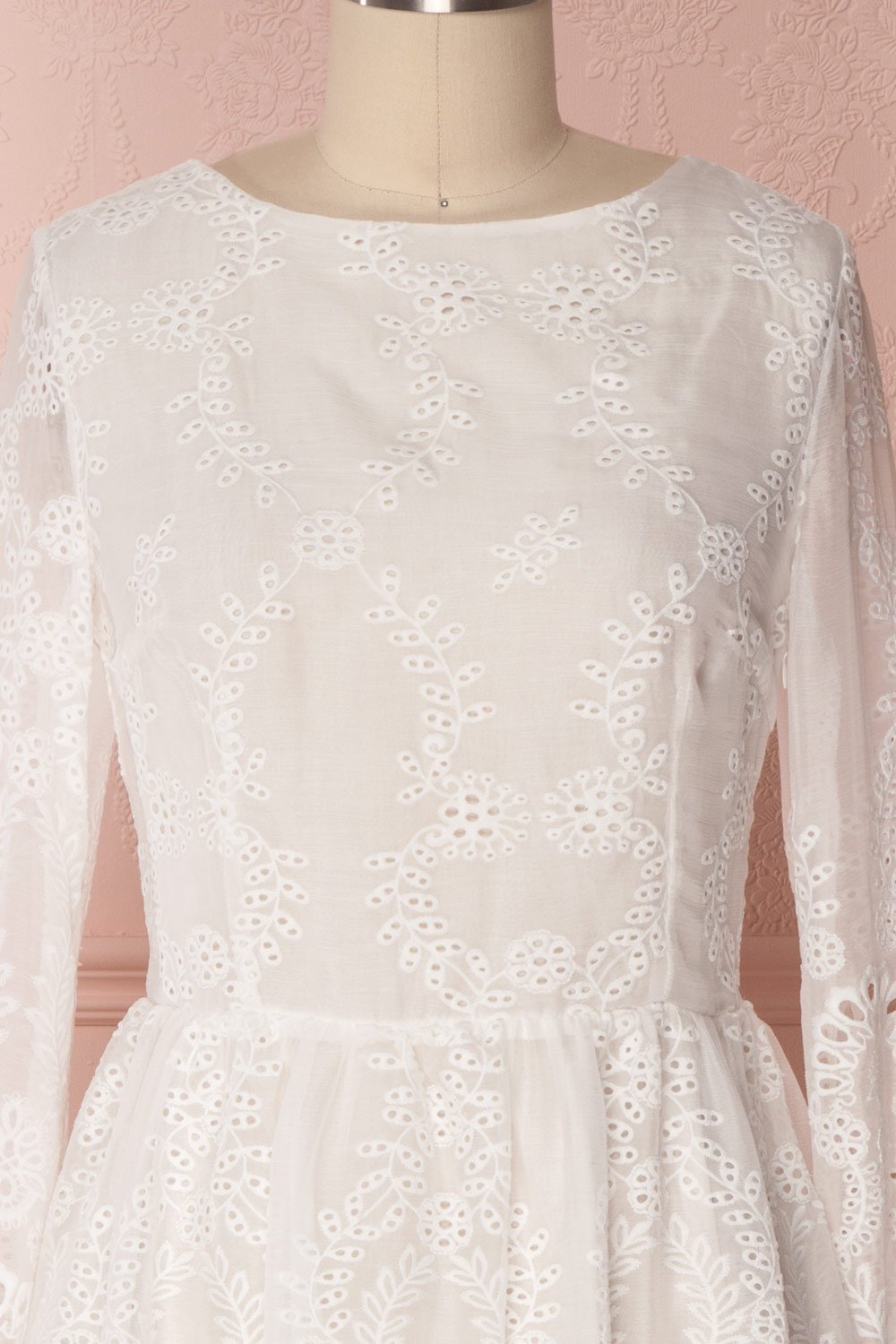 Alaya White Embroidered Lace A-Line Dress | Boutique 1861 6