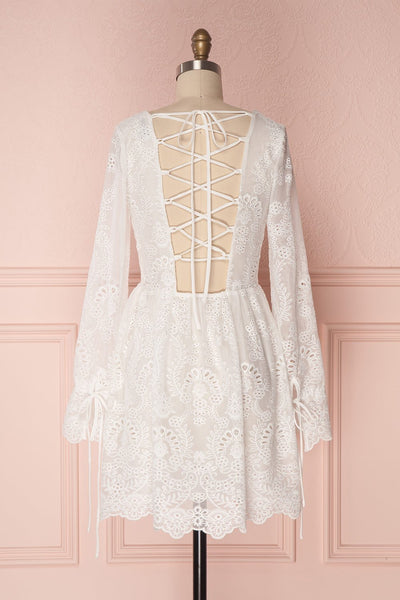Alaya White Embroidered Lace A-Line Dress | Boutique 1861 5