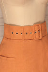 Albinka Apricot Linen Mini Skirt w/ Belt side close up | La petite garçonne