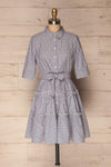 Alcester White & Blue Striped Ruffled Shirt Dress | La Petite Garçonne 1