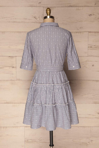 Alcester White & Blue Striped Ruffled Shirt Dress | La Petite Garçonne 5