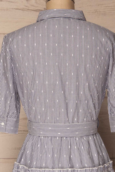 Alcester White & Blue Striped Ruffled Shirt Dress | La Petite Garçonne 6