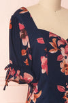 Alejandra Navy Blue & Pink Floral Button-Up Crop Top | Boutique 1861 4
