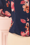 Alejandra Navy Blue & Pink Floral Button-Up Crop Top | Boutique 1861 7
