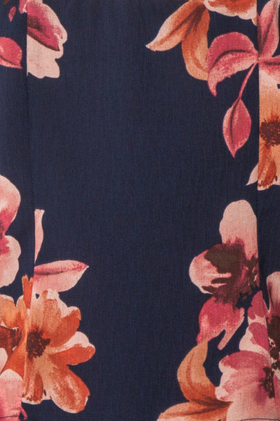 Alejandra Navy Blue & Pink Floral Button-Up Crop Top | Boutique 1861 8