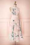 Alethea Pink & White Embroidered A-Line Midi Dress | Boutique 1861 3