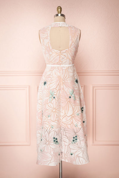Alethea Pink & White Embroidered A-Line Midi Dress | Boutique 1861 5