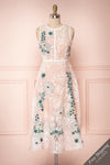 Alethea Pink & White Embroidered A-Line Midi Dress | Boutique 1861
