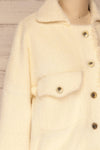 Alfonsia Cream White Buttoned Fuzzy Jacket | La petite garçonne side close-up