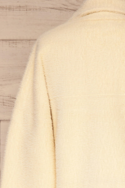 Alfonsia Cream White Buttoned Fuzzy Jacket | La petite garçonne back close-up