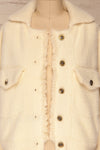 Alfonsia Cream White Buttoned Fuzzy Jacket | La petite garçonne front close-up open