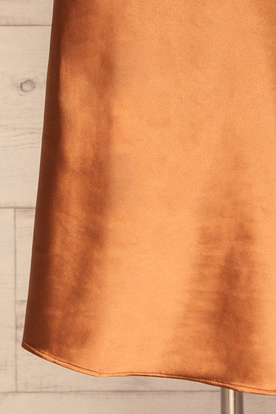Alia Bronze Midi Satin Skirt | Jupe skirt close up | La Petite Garçonne