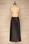 Alia Noir Black Midi Satin Skirt | Jupe front view | La Petite Garçonne
