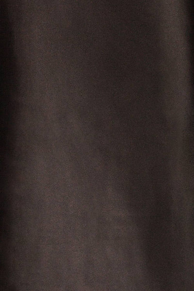 Alia Noir Black Midi Satin Skirt | Jupe fabric close up | La Petite Garçonne