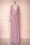 Aliana Mauve Lilac Floral Embroidered A-Line Gown back view | Boutique 1861