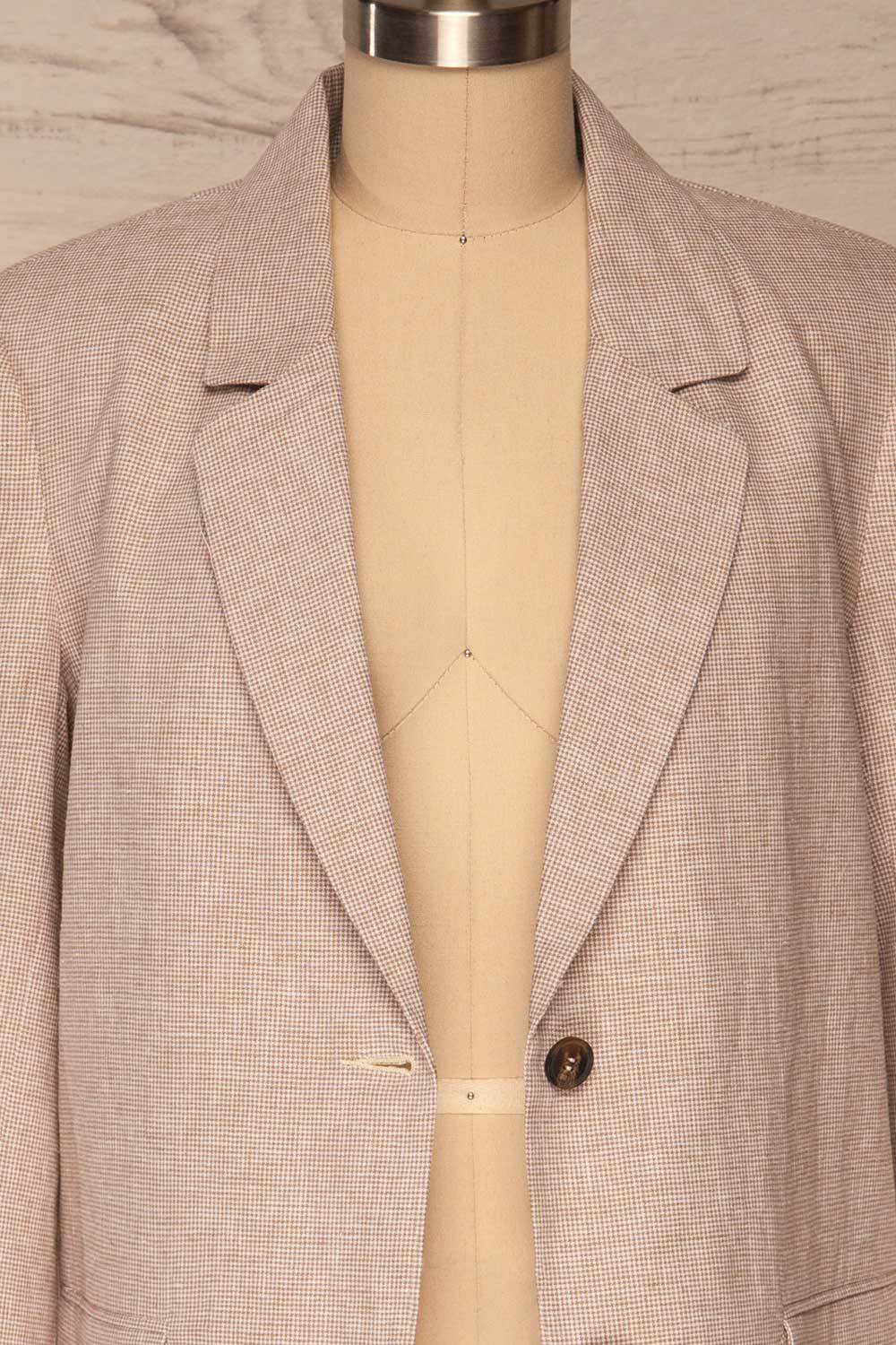 Alife Sand & White Linen Tailor Jacket front close up open | La petite garçonne