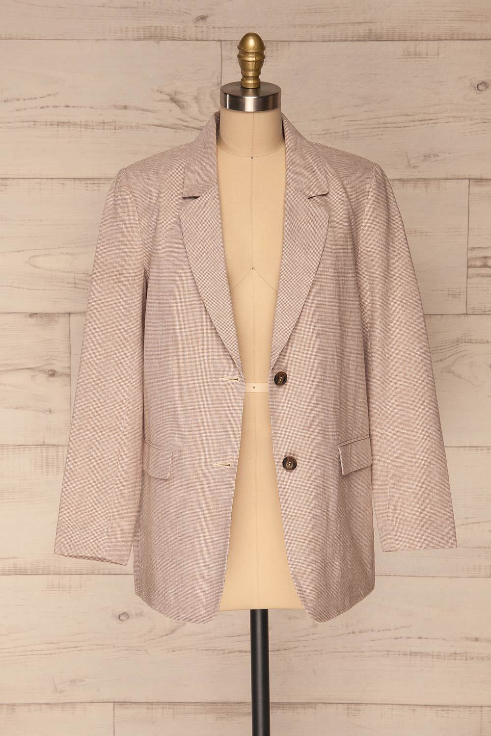 Alife Sand & White Linen Tailor Jacket front view open | La petite garçonne