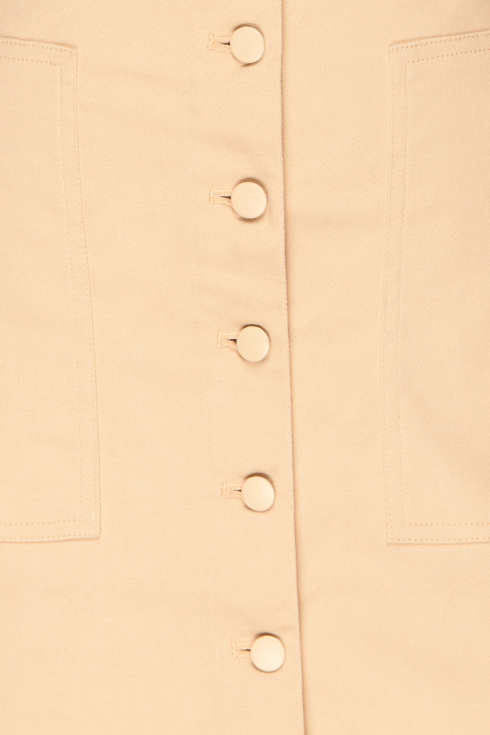 Alijo Beige Button-Up Mini Skirt with Pockets | La Petite Garçonne fabric detail 