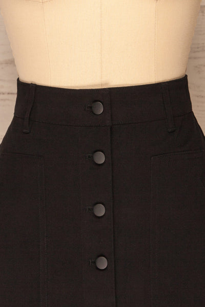 Alijo Black Button-Up Mini Skirt with Pockets | La Petite Garçonne front close-up