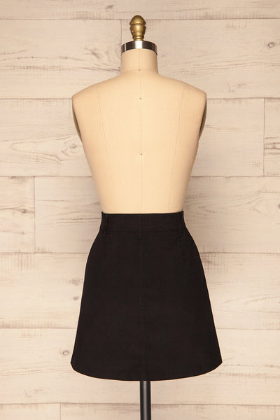Alijo Black Button-Up Mini Skirt with Pockets | La Petite Garçonne back view