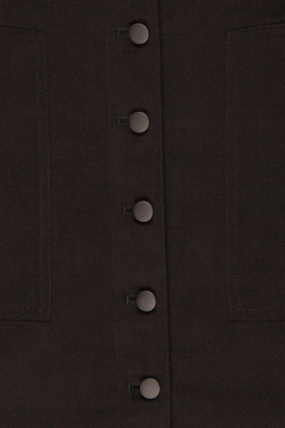 Alijo Black Button-Up Mini Skirt with Pockets | La Petite Garçonne fabric detail