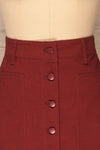Alijo Burgundy Button-Up Mini Skirt with Pockets | La Petite Garçonne front close-up