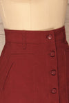 Alijo Burgundy Button-Up Mini Skirt with Pockets | La Petite Garçonne side close-up
