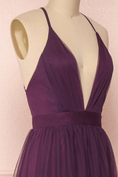 Aliki Eggplant Purple Mesh Maxi Dress | Boutique 1861 4