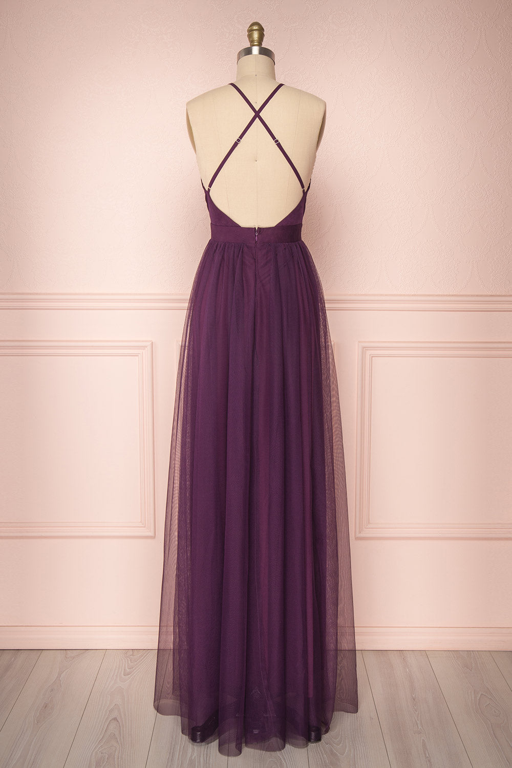 Aliki Eggplant Purple Mesh Maxi Dress | Boutique 1861 5