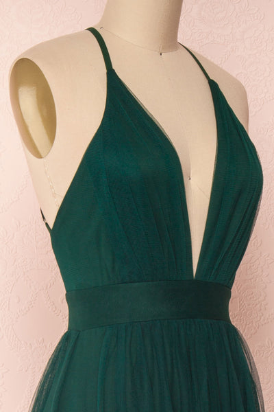 Aliki Green Forest Green Mesh Maxi Dress | Boutique 1861 4