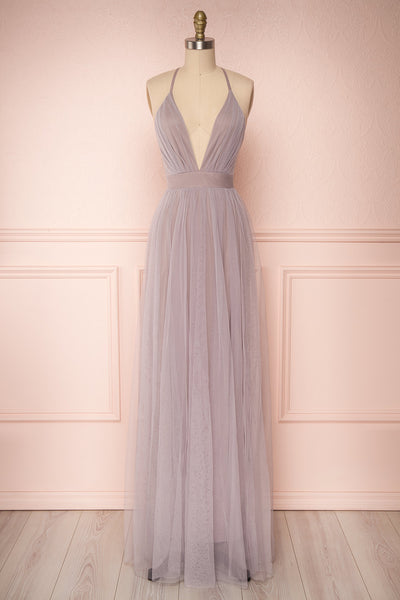 Aliki Lilac Pale Purple Mesh Maxi Dress | Boutique 1861 1