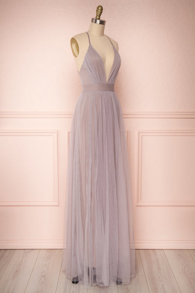 Aliki Lilac Pale Purple Mesh Maxi Dress | Boutique 1861 3