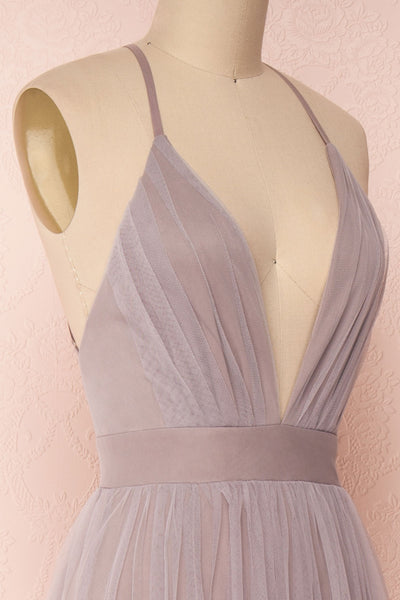 Aliki Lilac Pale Purple Mesh Maxi Dress | Boutique 1861 4