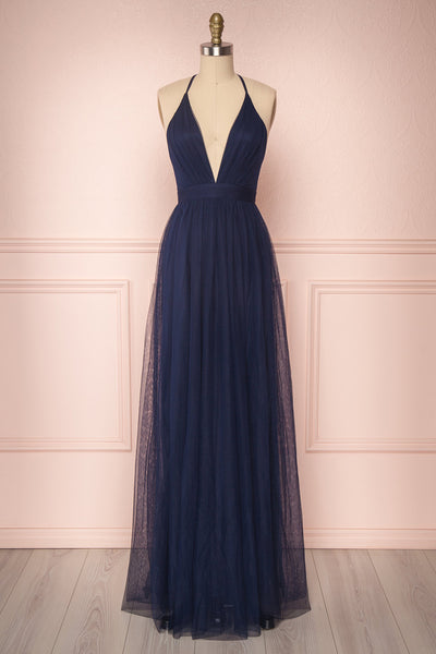 Aliki Midnight Dark Blue Mesh Maxi Dress | Boutique 1861 1