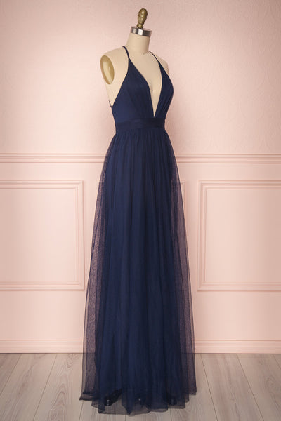 Aliki Midnight Dark Blue Mesh Maxi Dress | Boutique 1861 3