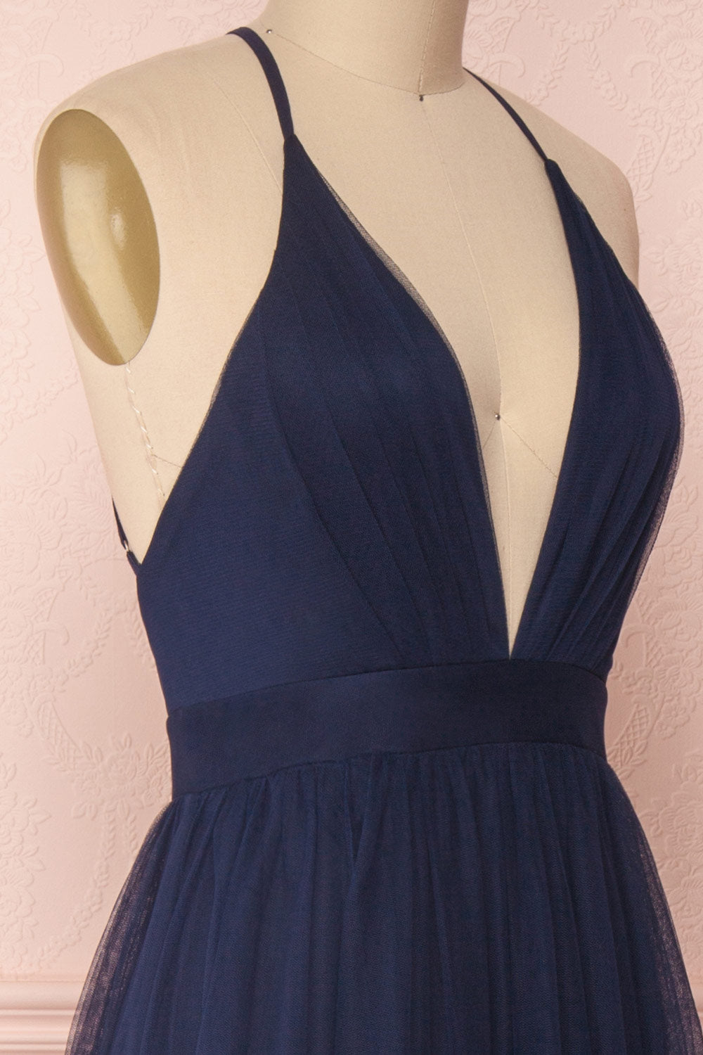 Aliki Midnight Dark Blue Mesh Maxi Dress | Boutique 1861 4