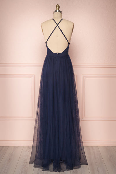 Aliki Midnight Dark Blue Mesh Maxi Dress | Boutique 1861 5