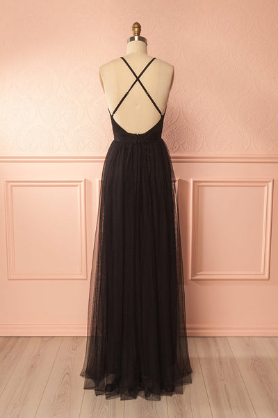 Aliki Night Black Mesh Maxi Dress | Boutique 1861